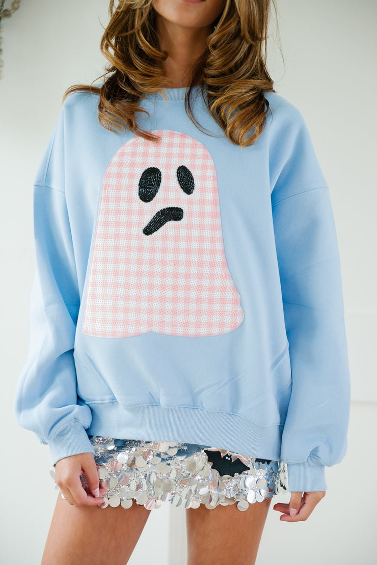 GHOST PLAID BLUE PULLOVER