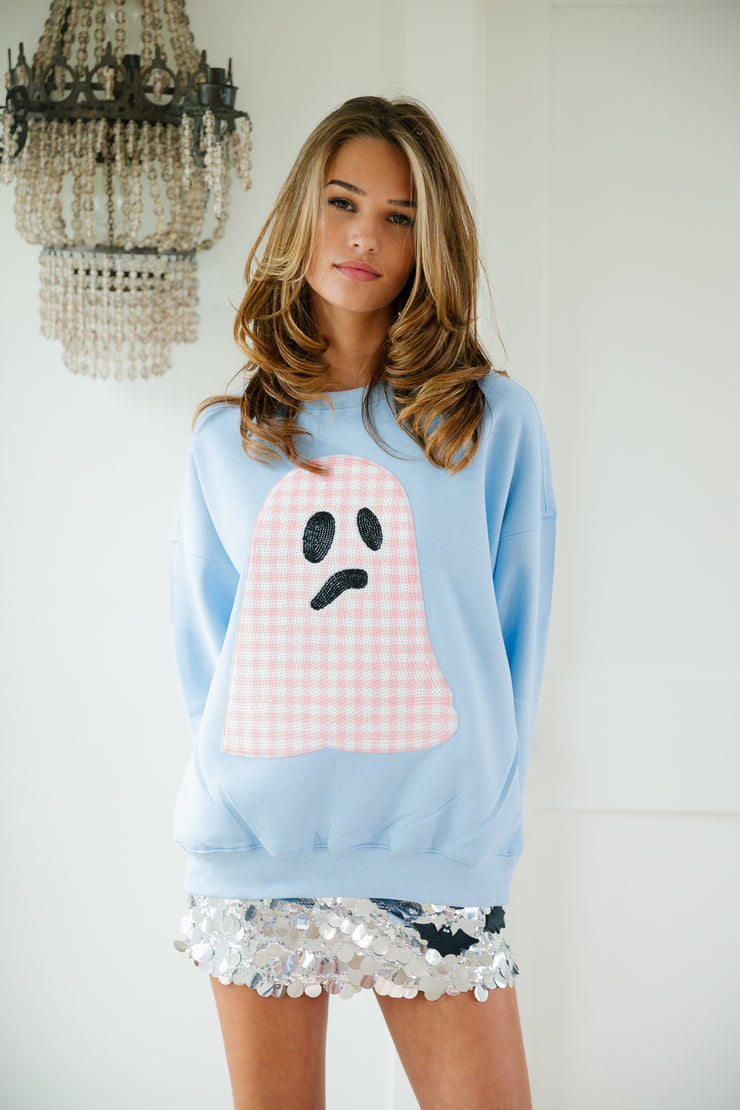 GHOST PLAID BLUE PULLOVER