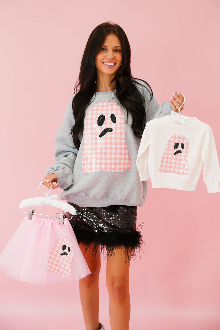 MINI KIDS PLAID GHOST SWEATER