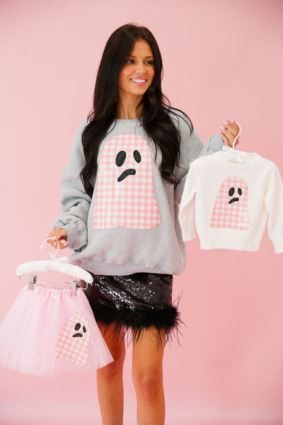 MINI KIDS PLAID GHOST SWEATER