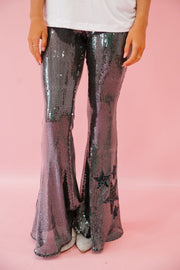 BLACK SEQUIN STAR FLARES