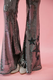 BLACK SEQUIN STAR FLARES