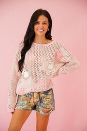 PINK CROCHET GHOST SWEATER