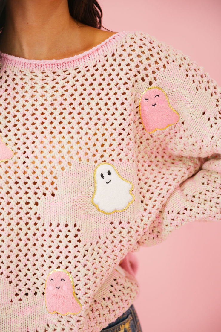 PINK CROCHET GHOST SWEATER